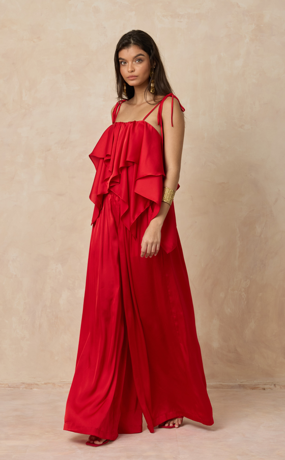 PALERMO PANTS - RED SATIN