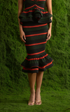 VENEZIA MIDI SKIRT -  GREEN-ORANGE STRIPES