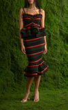 VENEZIA MIDI SKIRT -  GREEN-ORANGE STRIPES