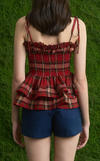 NAMIBIA TOP - RED TARTAN