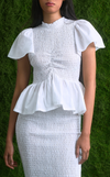 SYDNEY TOP - WHITE COTTON STRIPES