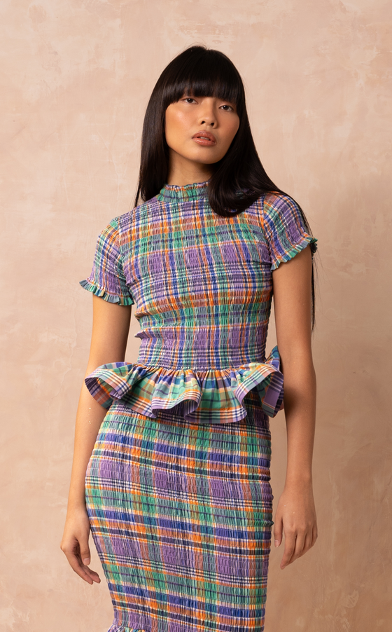 APULIA TOP - PURPLE PLAID