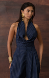 MERA TOP - NAVY PINSTRIPES
