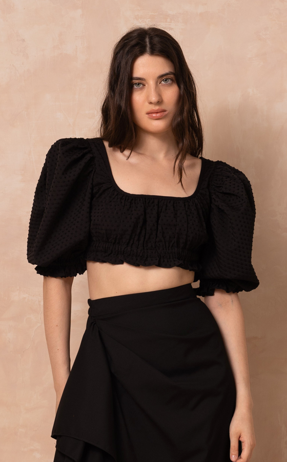 BILBAO TOP - BLACK DOTTED