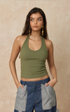 SONJA HALTER TOP - OLIVE
