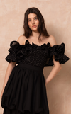 ISADORA TOP - BLACK POLKA