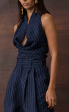 MERA TOP - NAVY PINSTRIPES