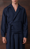 OMAN WRAP SHIRT - NAVY PINSTRIPES