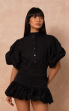 CAMIA TOP - BLACK SEERSUCKER