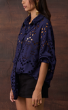 JAIPUR TOP - NAVY BLUE EYELET