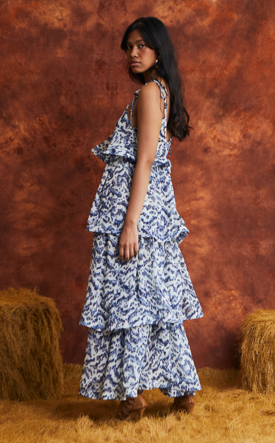 ACAPULCO MAXI DRESS - BLUE BRUSHSTROKE