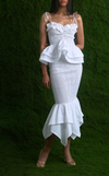 TUVALU SKIRT -  WHITE COTTON STRIPES