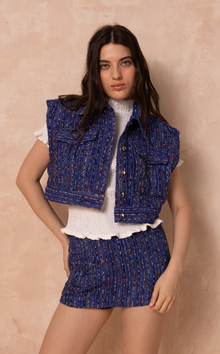  KARI VEST - BLUE TWEED