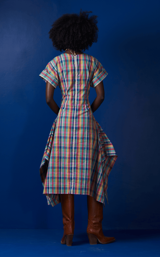 HAITI DRESS - PINK CHECKERED