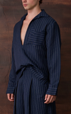NEPAL SHIRT - NAVY PINSTRIPES