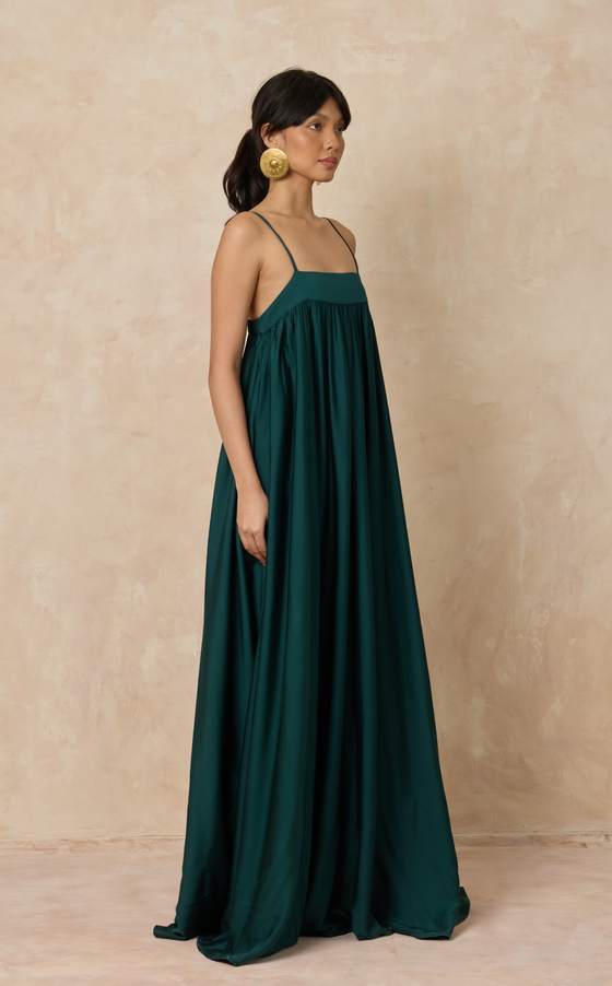 CAPRI DRESS - EMERALD SATIN (PRE ORDER)