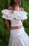 IBIZA TOP - WHITE COTTON STRIPES