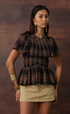 SYDNEY TOP - BROWN TARTAN