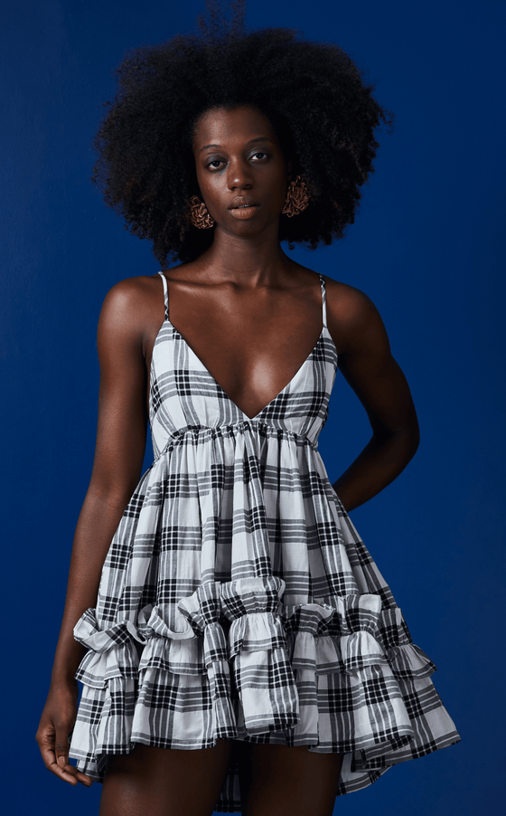 KENYA DRESS - BLACK  CHECKERED