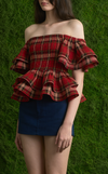 ROMA TOP - RED TARTAN