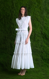 AKITA LONG DRESS - WHITE COTTON STRIPES