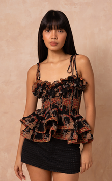  NAMIBIA TOP - BLACK BAROQUE