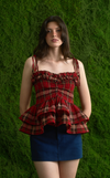 NAMIBIA TOP - RED TARTAN