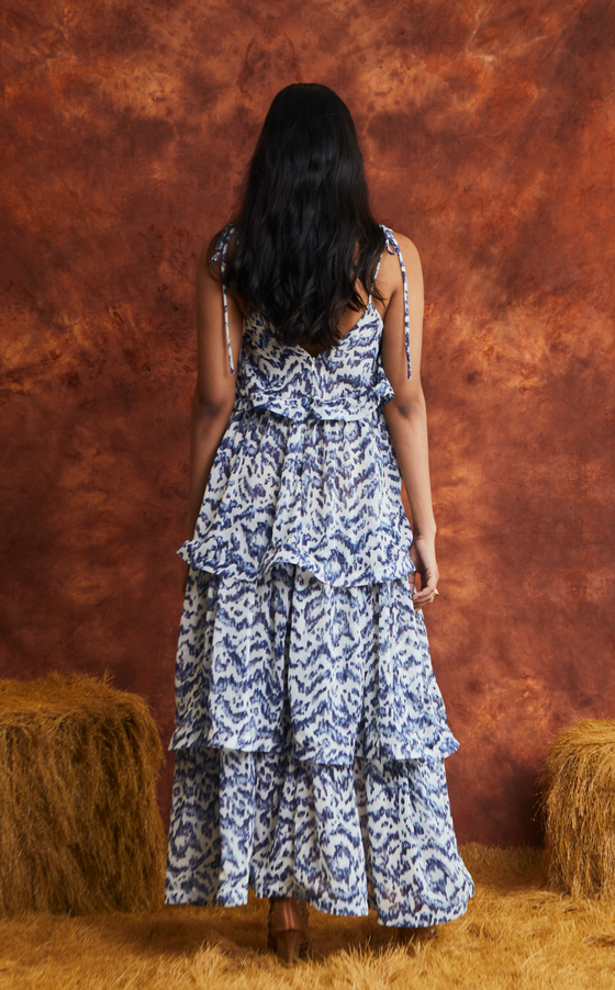 ACAPULCO MAXI DRESS - BLUE BRUSHSTROKE