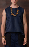 PATAN TOP - NAVY PINSTRIPES
