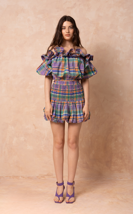 VIERA TOP - PURPLE PLAID