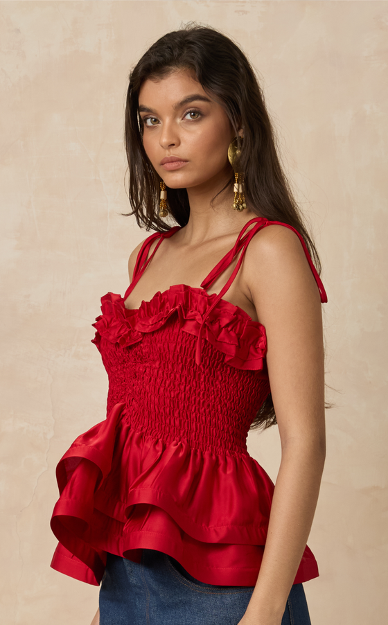 NAMIBIA TOP - RED SATIN