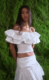IBIZA TOP - WHITE COTTON STRIPES
