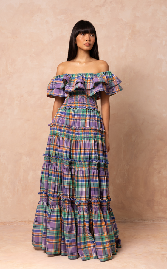 IBIZA TOP -  PURPLE PLAID
