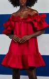 ANDORA DRESS - RED POPLIN
