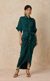 ASMARA DRESS - EMERALD SATIN