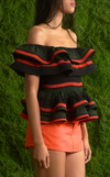 IPANEMA TOP - GREEN-ORANGE STRIPES