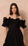 ISADORA TOP - BLACK POLKA