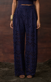 BALI PANTS - NAVY BLUE EYELET