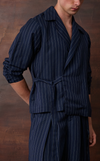 OMAN WRAP SHIRT - NAVY PINSTRIPES