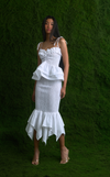 TUVALU SKIRT -  WHITE COTTON STRIPES