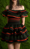 IBIZA TOP - GREEN-ORANGE STRIPES