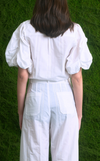 CAMIA TOP - WHITE COTTON STRIPES