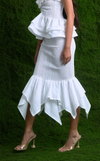 TUVALU SKIRT -  WHITE COTTON STRIPES