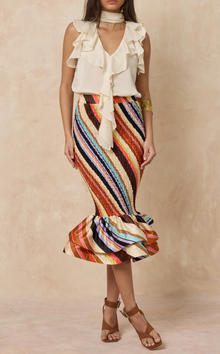 VENEZIA MIDI SKIRT -  DIAGONAL STRIPES