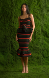 VENEZIA MIDI SKIRT -  GREEN-ORANGE STRIPES