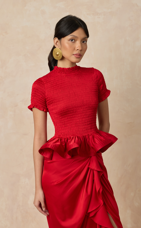 APULIA TOP - RED SATIN