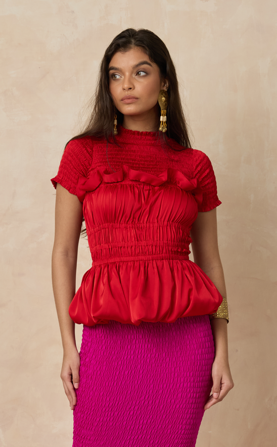 MATERA TOP - RED SATIN (PRE ORDER)
