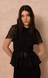 SYDNEY TOP - BLACK POLKA