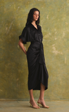 ASMARA DRESS - BLACK CHARMEUSE