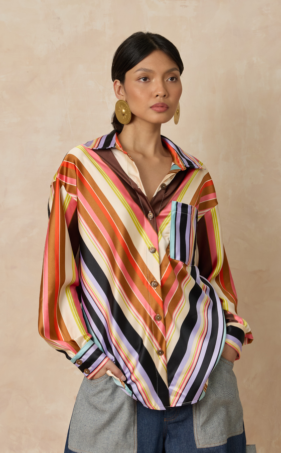 JAIPUR TOP - DIAGONAL STRIPES